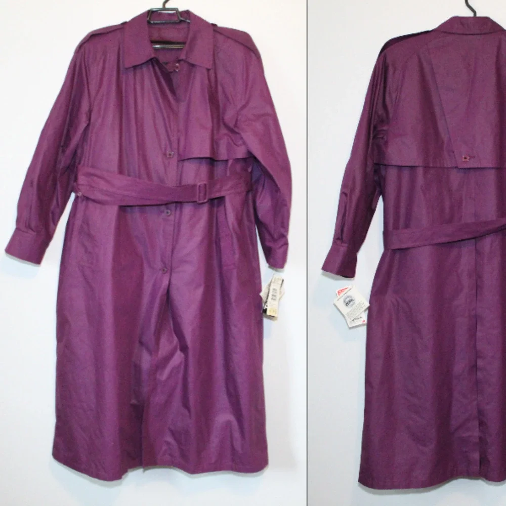 NWT London Fog Marta Trench Coat Royal Amethyst Purple Women's Size 16 H14297 - Picture 13 of 16